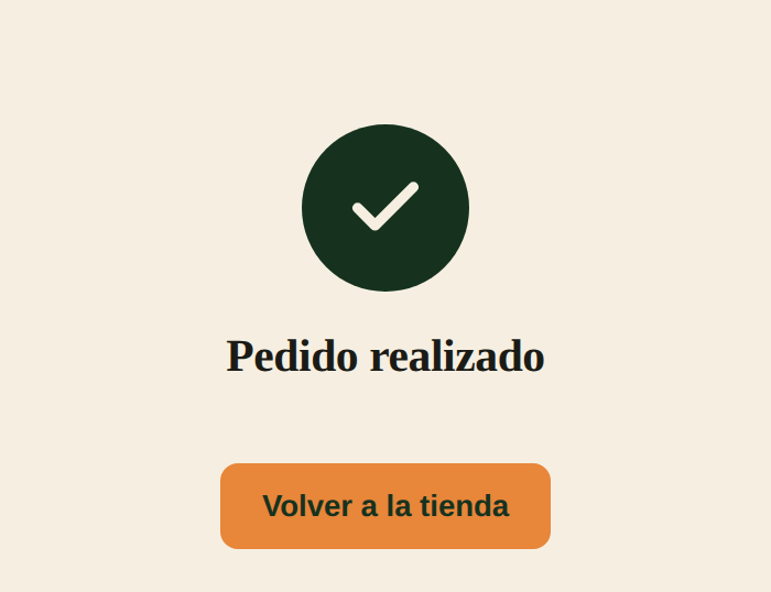 Pantalla de pedido realizado